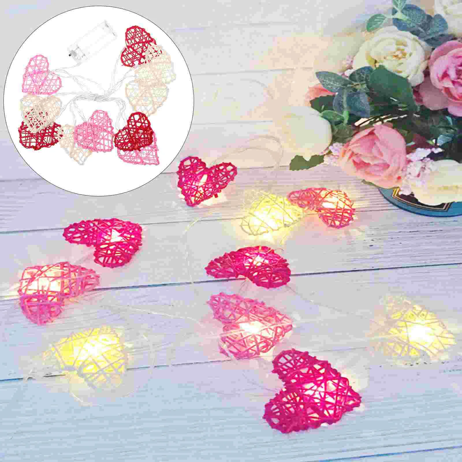 

Valentines Day Curtain Lights Rattan Love Lighting Chain Decor Wedding Decoration LED Lamp Plastic