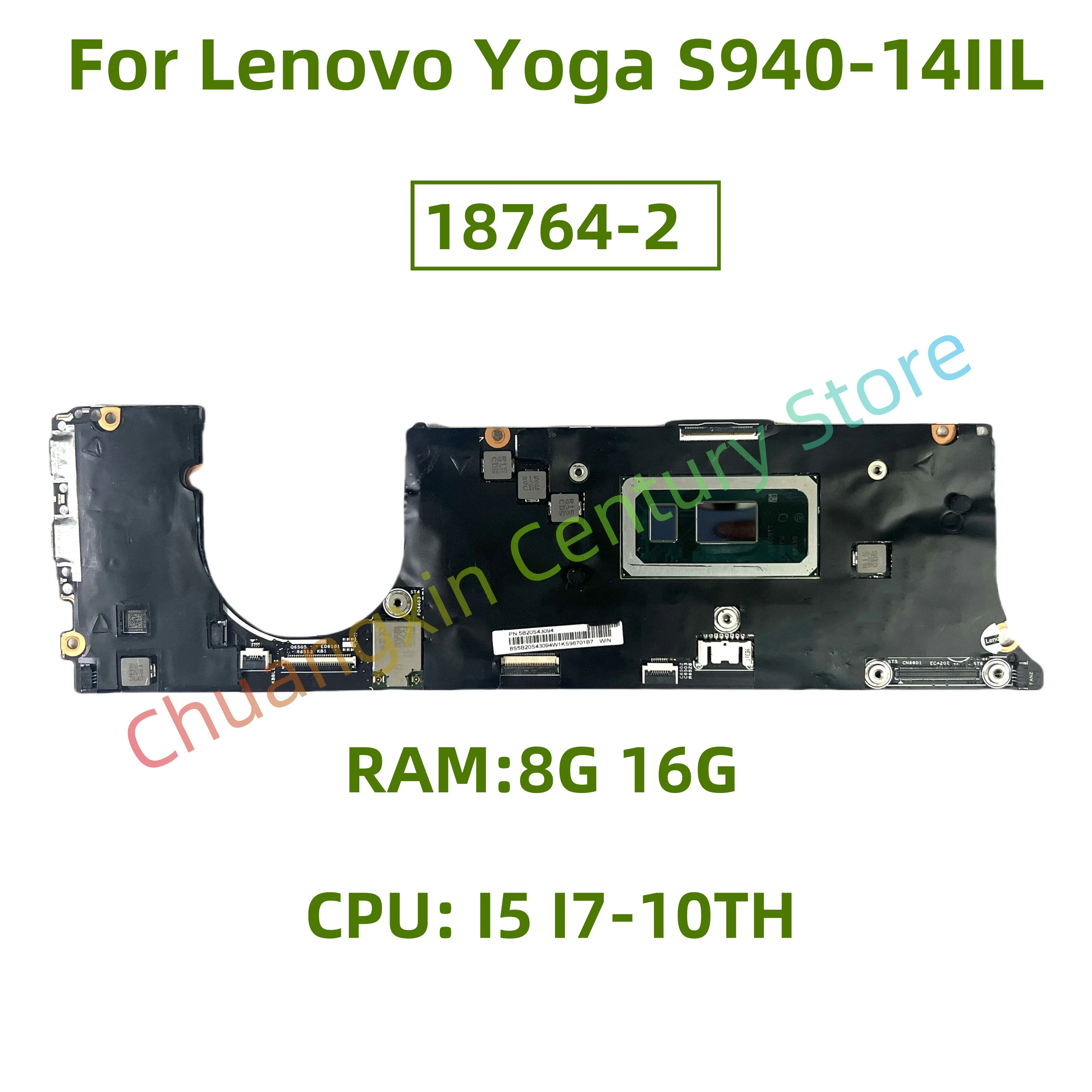 18764-2 Motherboard for Lenovo Ideapad Yoga S940-14IIL/S940-14IIL laptop CPU: I5 I7-10TH RAM:8G 16G 100% test ok shipment