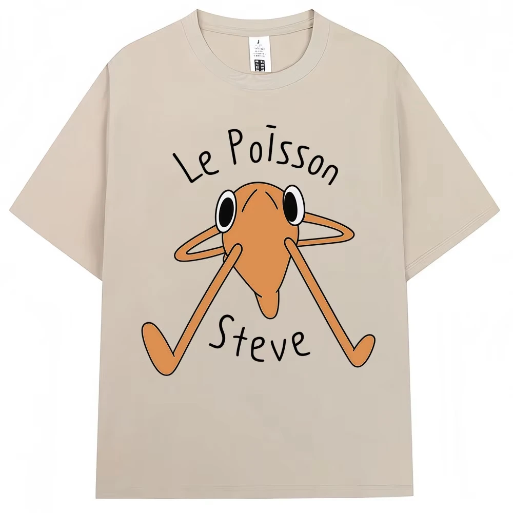 Le Poisson Steve Funny Fish Meme T Shirt Men Women Trendy Popular Humor T-shirt Oversized Soft Cotton Casual T-Shirts Streetwear