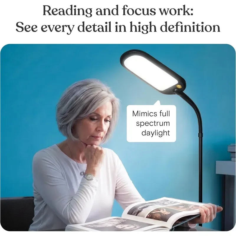 Litespan Slim LED Floor Reading Lamp Tall with Adjustable Gooseneck Dimmable for Living Rooms Offices Bedrooms Black