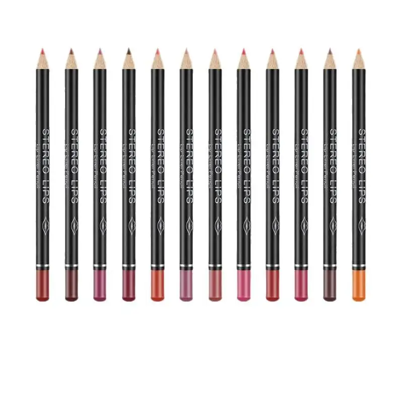 1Pcs 12-Color Waterproof Matte Lip Liner Pencil Long-Lasting Multi Colors Lip Contour Pens For Daily Makeup Cosmetic