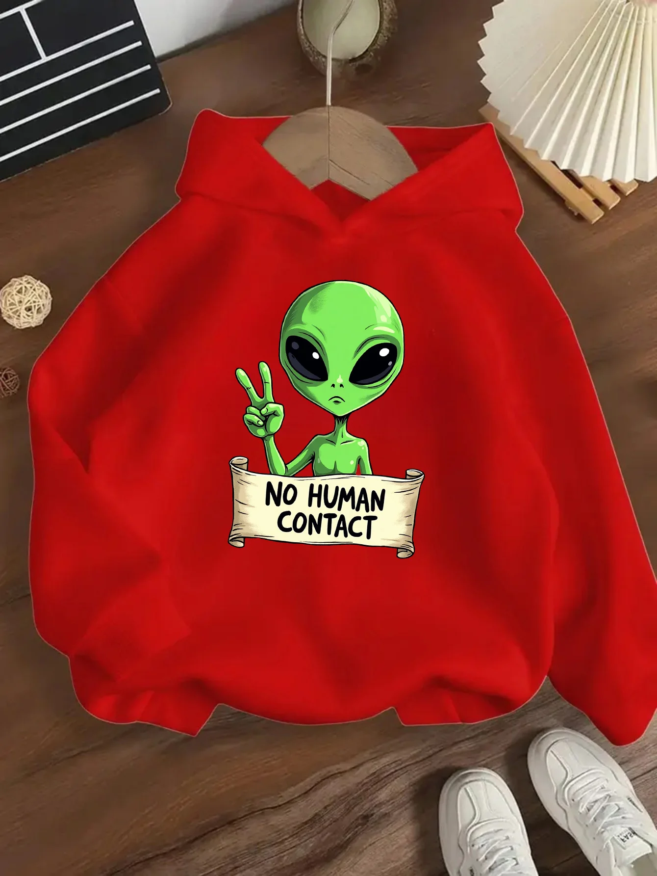 Autumn/Winter New Halloween Children's Hooded Sweatshirt, Spring/Autumn Alien Print Boys and Girls Hoodie Casual Christmas Gift