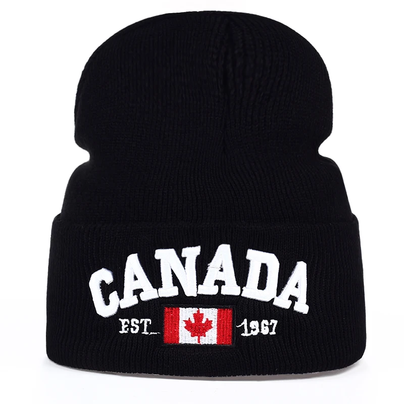 Autumn Winter Knitted hats for men Women Canada Letter embroidery Cotton Caps Autumn hat Casual Boy cap Men Hats