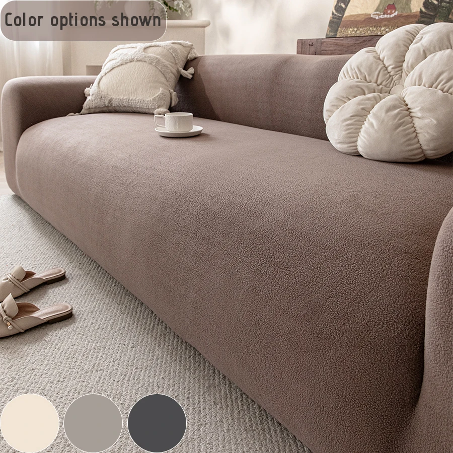 Anti‑Slip Jacquard Fleece Stretch Sofa Cover Elastic Detachable Slipcover Pet‑Proof Furniture Protector for Home Living Room