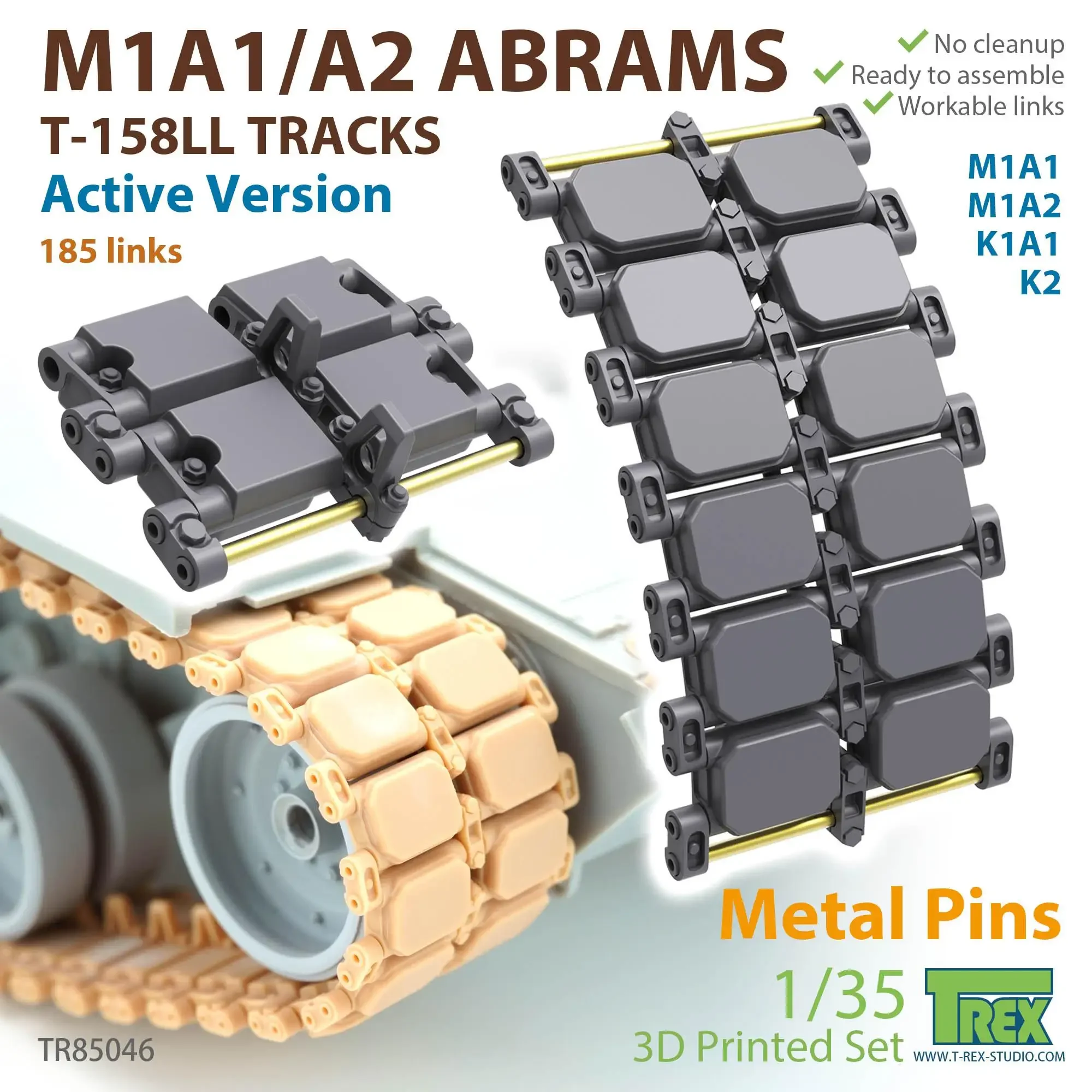 

T-REX 85046 1/35 M1A1/A2 Abrams T-158LL Tracks Active Version (Accessory Parts)