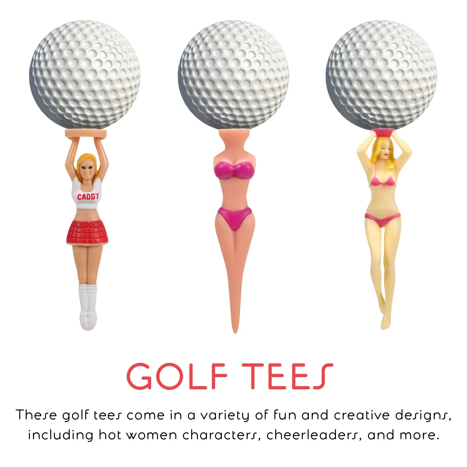 12 Golf Beauty Tees Plastic Hot Women Cheerleader Bikini Durable Vibrant Colorful Golf Course Gifts
