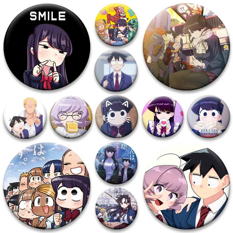 

Komi Can't Communicate Button Pins Cute Anime Figure Brooch Komi Shouko Comic Badge for Backpack Accessories Jewelry Gifts