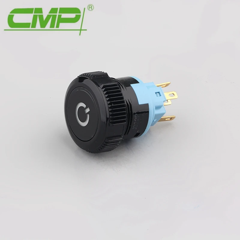 

22MM Plastic Illuminated Black Power Switch On Off Push Button 10pcs/pack