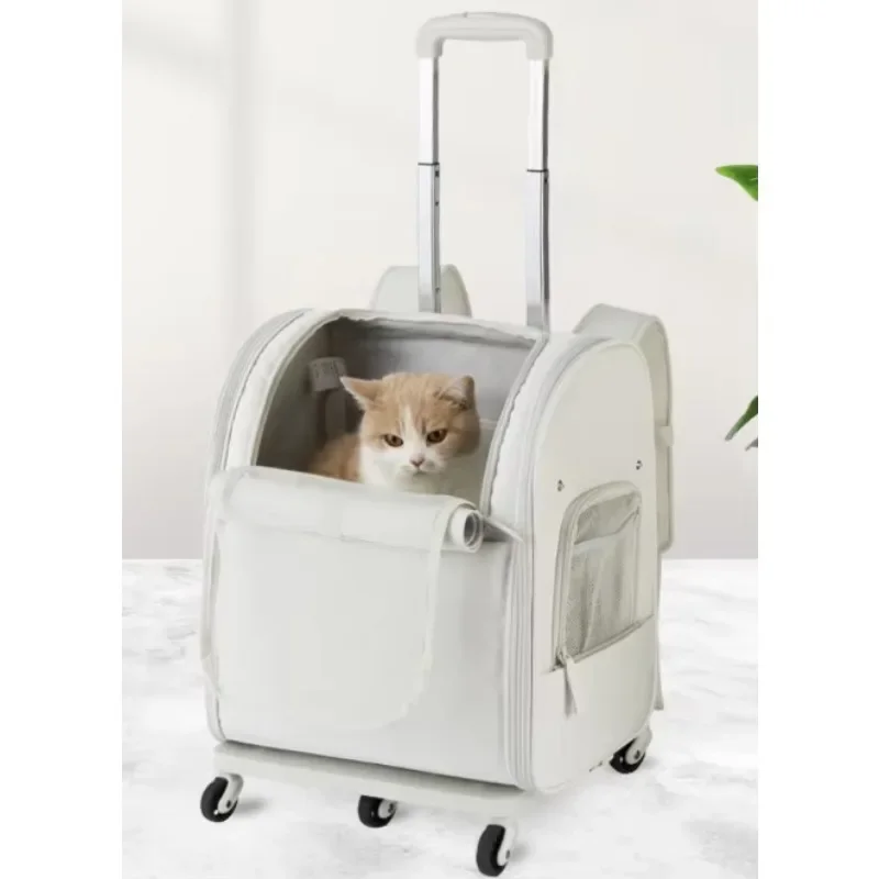 Luxury travel pet trolley tote bag breathable portable pet strap backpack