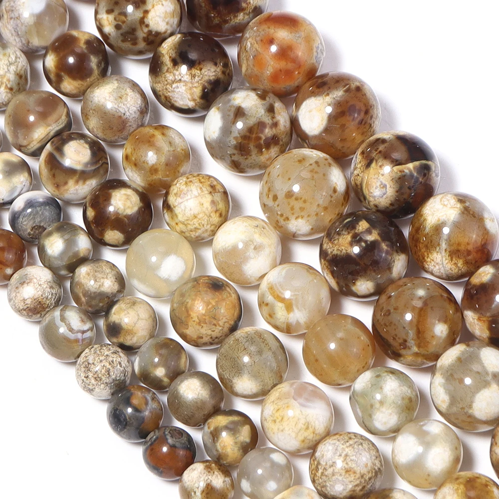 1strand/lot 6/8/10mm Leopard Print Agate Stone Beads Round Loose Spacer Beads For Jewelry Making DIY Necklace Bracelet