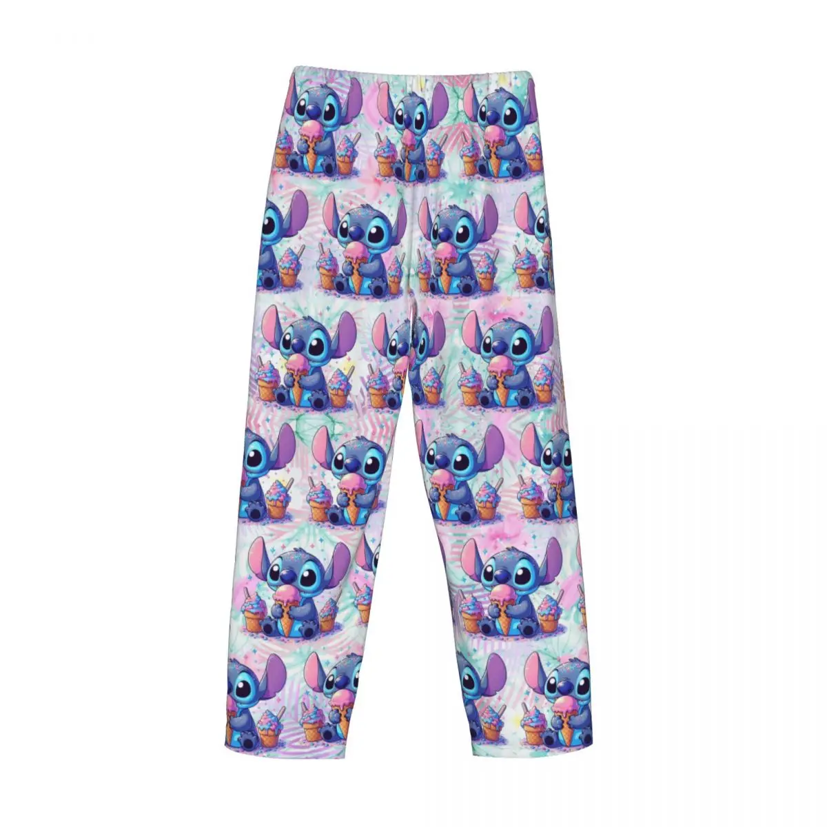 Custom Print Men's Stitch Ice-cream Pajama Pants Sleepwear Sleep Lounge Bottoms with Pockets