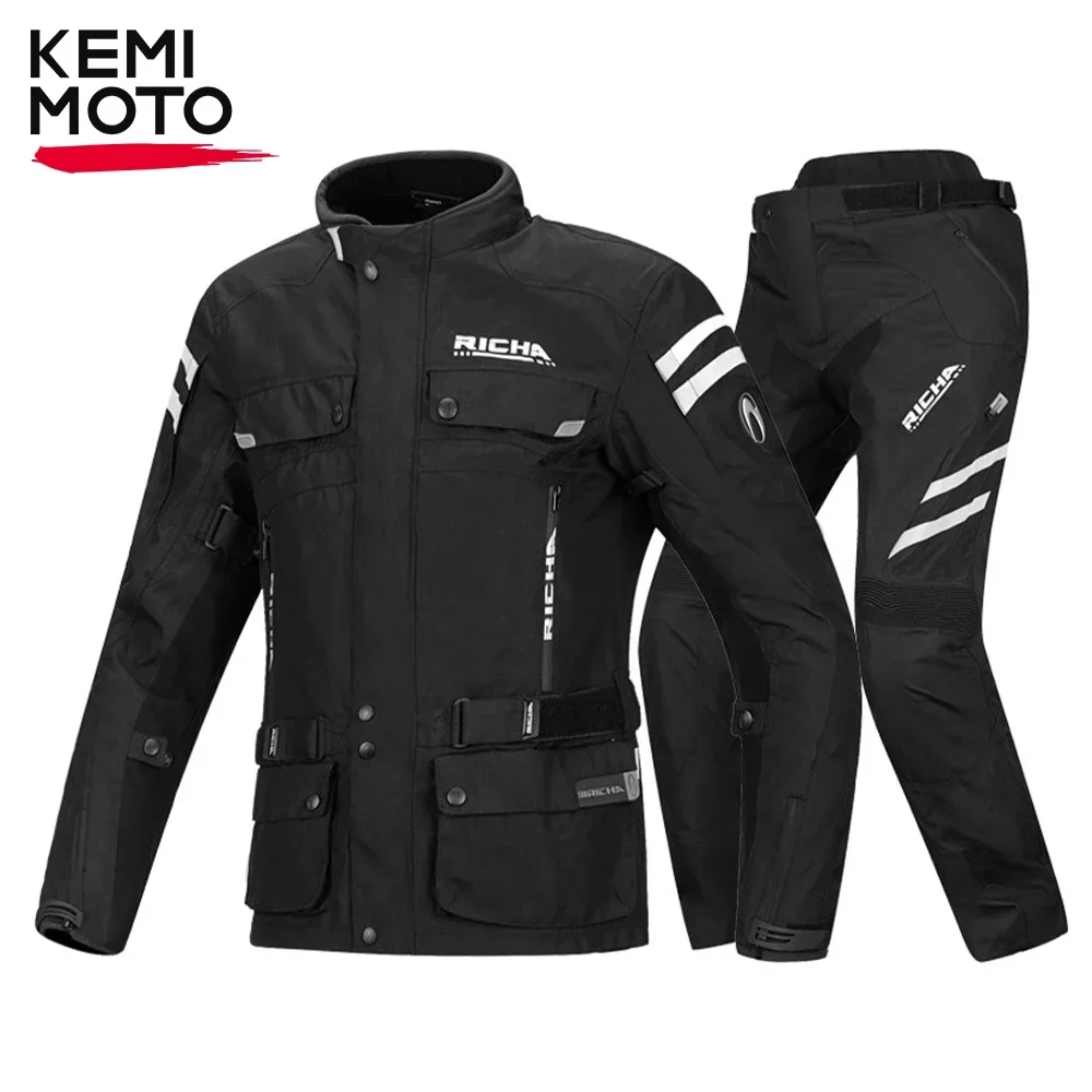 Motorcycle Riding Suit Jacket Men Motorcyclist Waterproof Pants Women Outdoor Protective Equipment Removable Soft Breathable