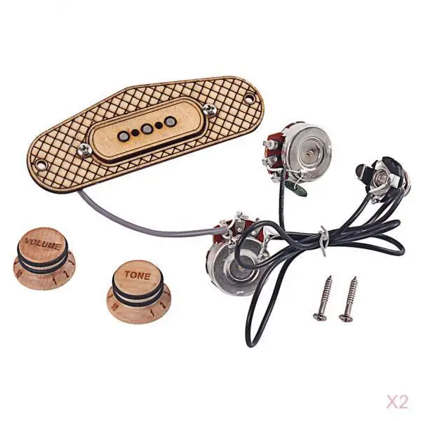 Electric Guitar Single Coil Pickup 3 String Maple Wood Ring DIY Parts for Cigar Box Guitar Volume Tone Control