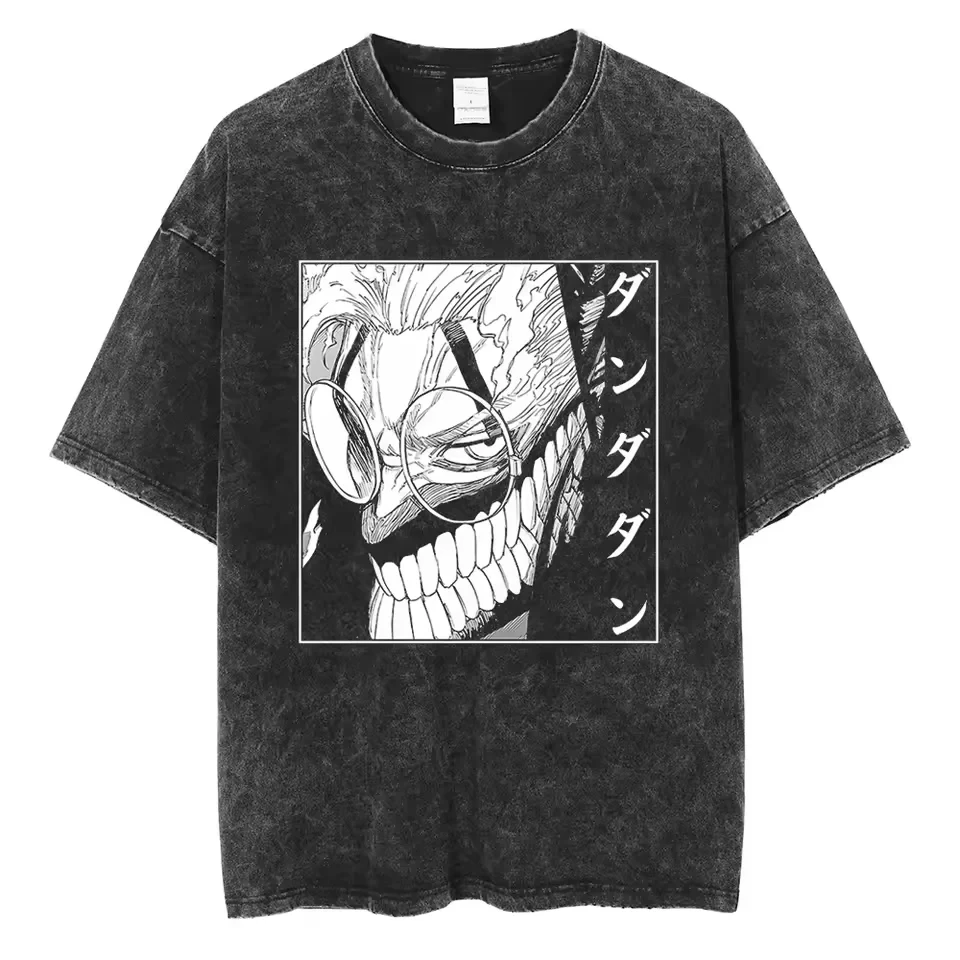 

Dorohedoro Caiman Vintage Washed Anime Print T Shirt Men 2026 Summer Casual Streetwear Oversized Cotton Tees Japanese