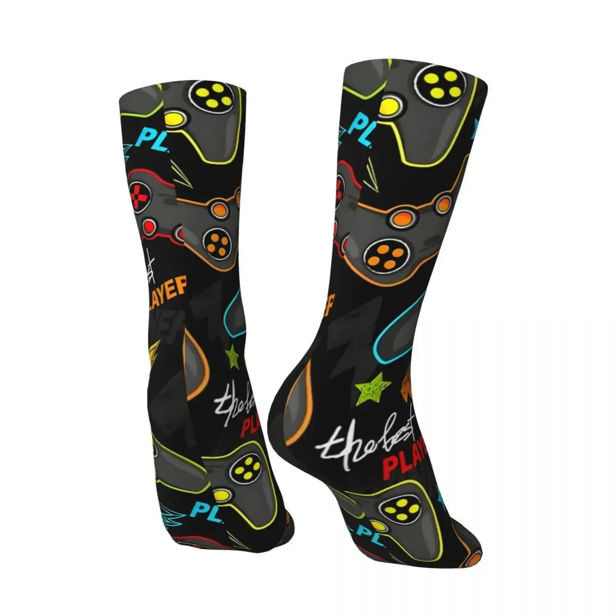 Hip Hop Vintage The Best Player Crazy Men's Socks Unisex Game Controller Harajuku Seamless Printed Novelty Crew Sock Boys Gift