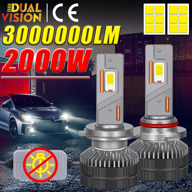 

H7 LED H11 H1 H4 фары 4300K / 6000K мощный LED 9054 CSP чип HB3 HB4 9012 Автомобильный светодиодный светильник LED 12V