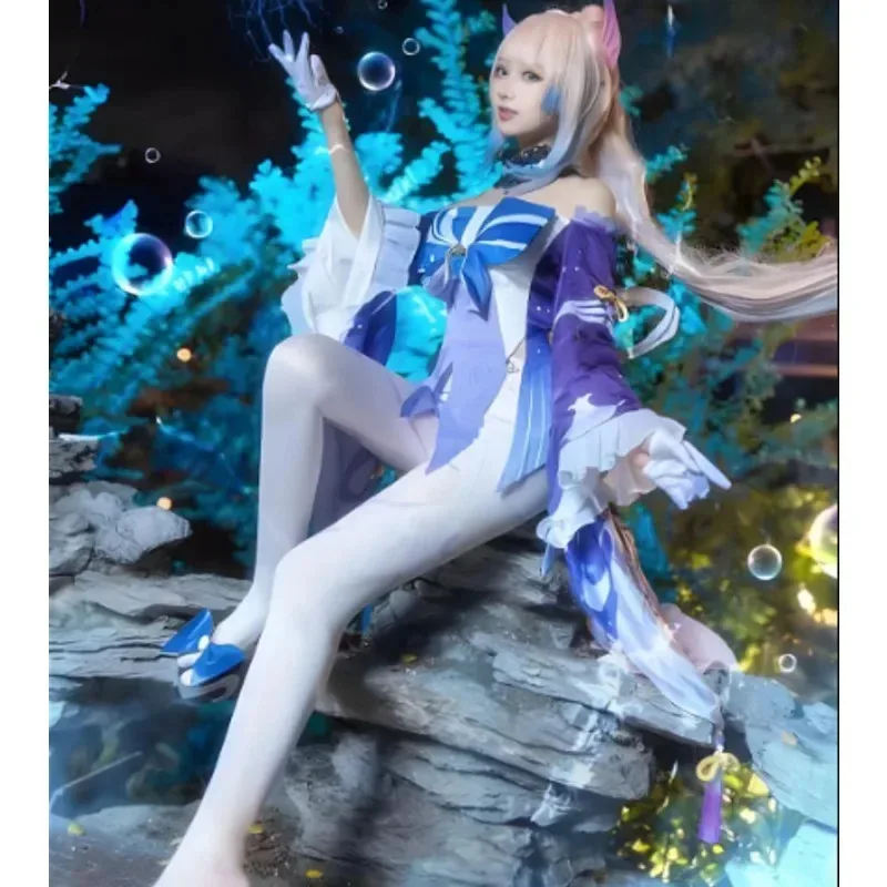 Game Genshin Impact Sangonomiya Kokomi Cosplay Costume Shoes Wig Dress Full Set Character Props Accessories Carnival Dress Up