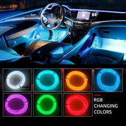 Tira de luces decorativas para Interior de coche, cableado Flexible de neón para luz ambiental de bricolaje, con USB, lámpara de ambiente de fiesta, 1M/2M/3M/5M