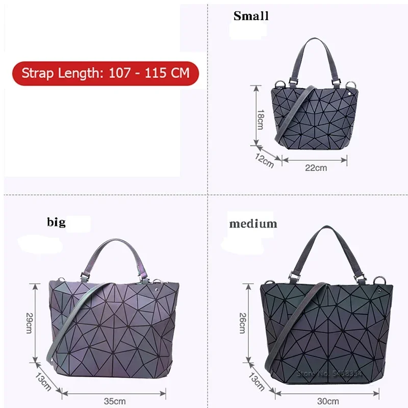 Luminous  big bag Holographic reflective geometric bags for women 2024 Quilted Shoulder Bags female Handbags bolsa feminina