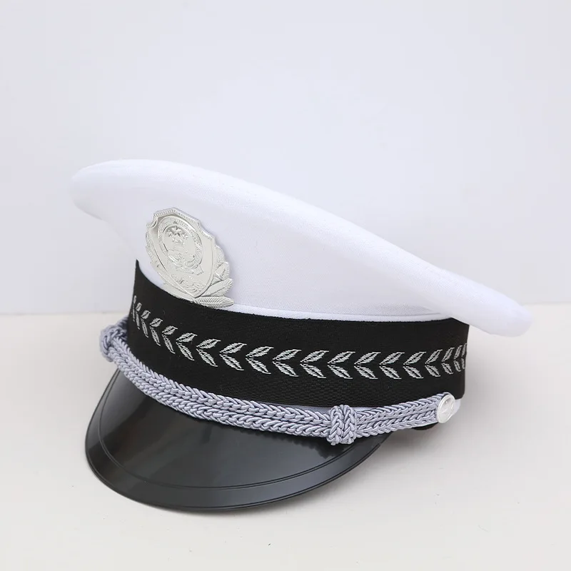 Military Hat Army Peaked Children Stage Performance Traffic Police wide-brimmed Security Uniforms Accessories 8M195