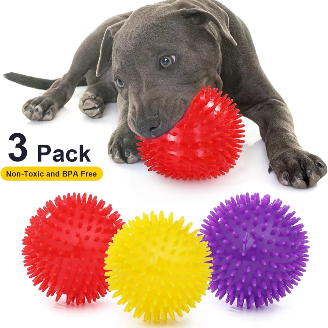 Squeezing Dog Toy Ball, a small dog teeth grinding toy, free of bisphenol A, non-toxic, spiky medium size, large and