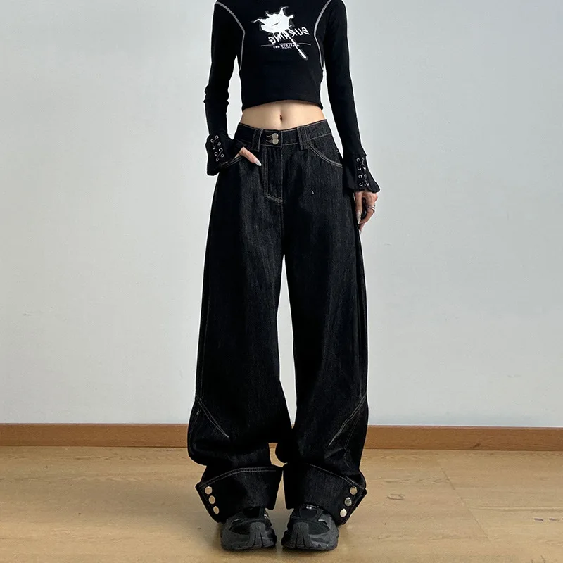 

High Street Straight Jeans Women's Fall 2025 New Western-style Winter Clothes High-Waisted Loose Wide-leg Pants