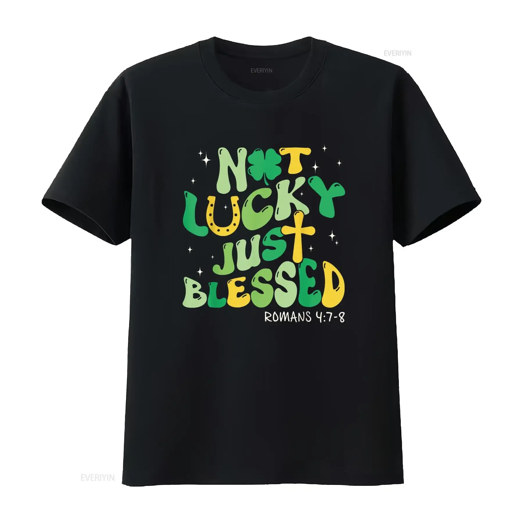 تي شيرت Not Lucky Just Blessed Retro St Patricks Day Christian Faith تي شيرت عتيق مغسول غير رسمي للجنسين ملابس شارع ناعمة