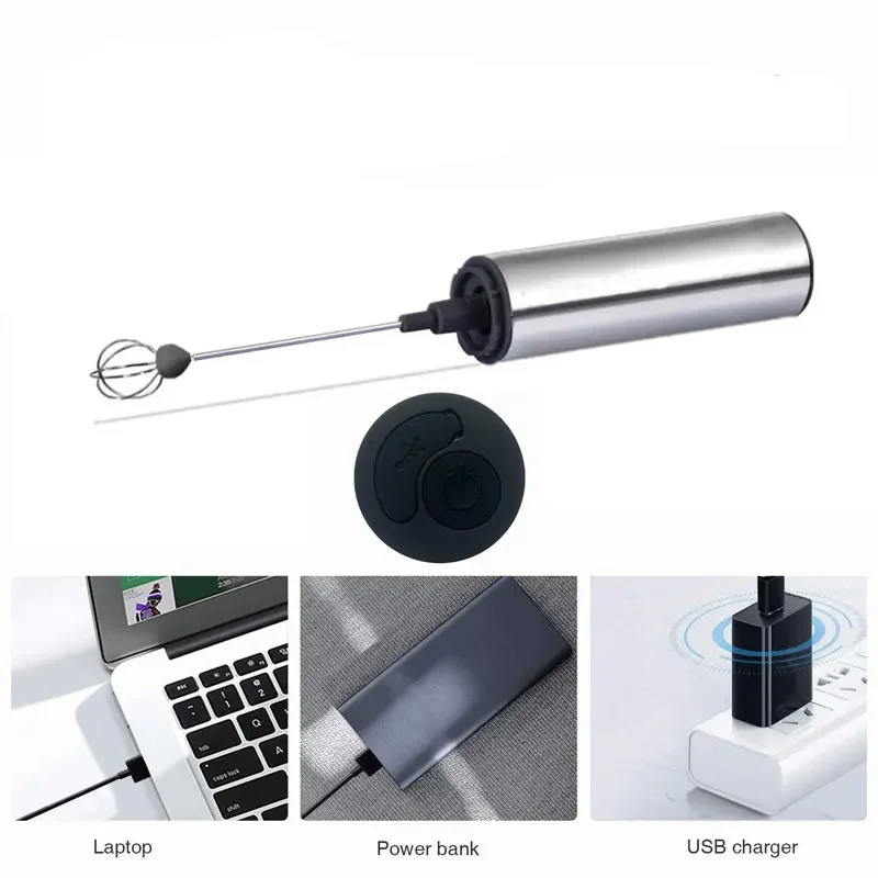 Electric Milk Frother Mini Portable USB Rechargeable Foam Maker Handheld Foamer High Speeds Drink Mixer Frothing Wand for Coffee