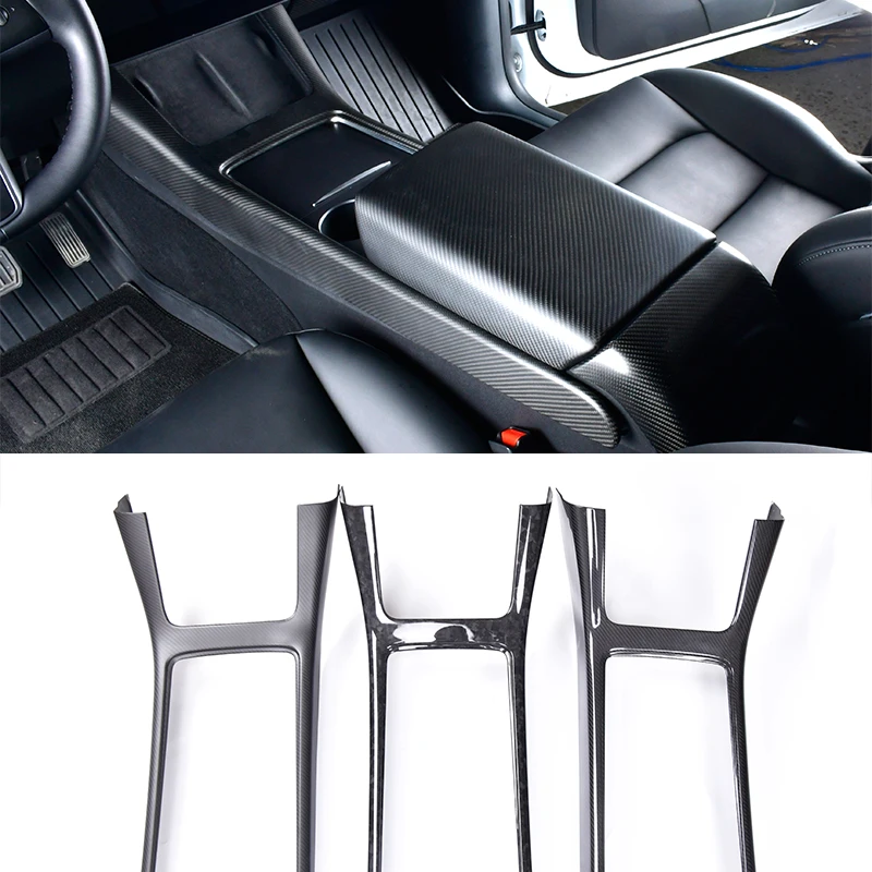 

For Tesla Model 3/Model Y 2019-2023 true carbon fiber central control side stick saddle decorative frame interior modification