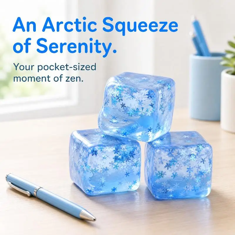 Calming Ice Cube Stress Balls with Snowflake Pattern for Sensory and Relaxation