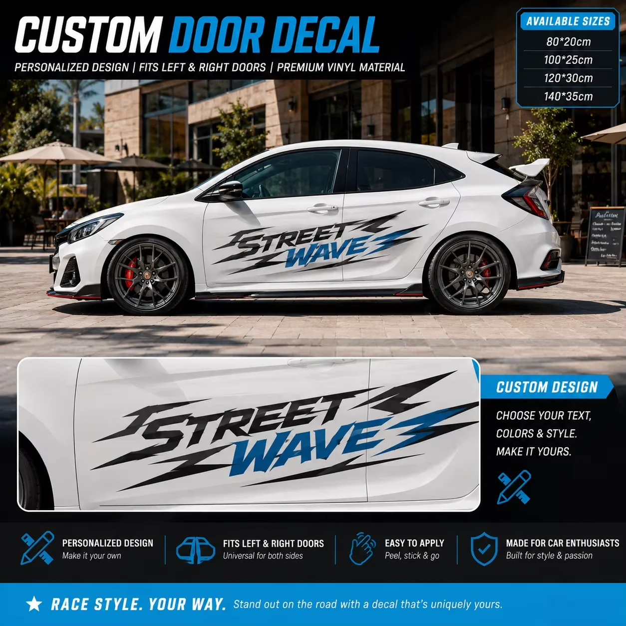 Custom Car Decal Personalized Vinyl Sticker with Photo Logo Text for Car Truck SUV Door Window Decoration