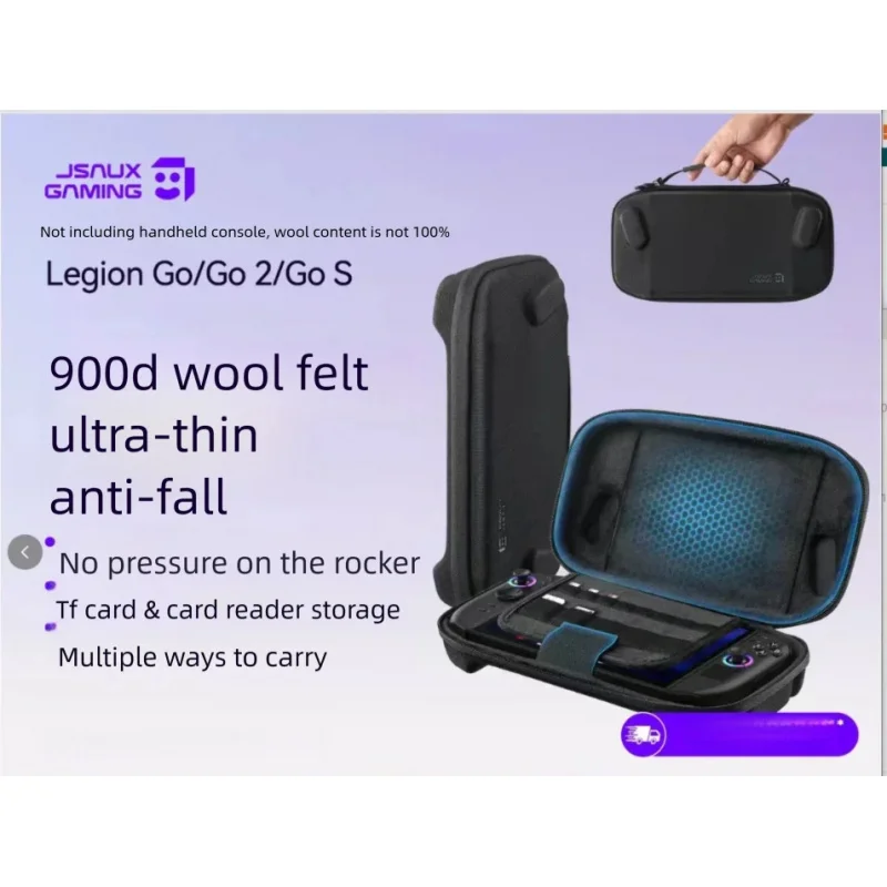 NEW JSAUX Slim Travel Carrying Case for Legion Go 2 Shockproof Wool Felt Storage Pouch Protective Hard Shell Cover