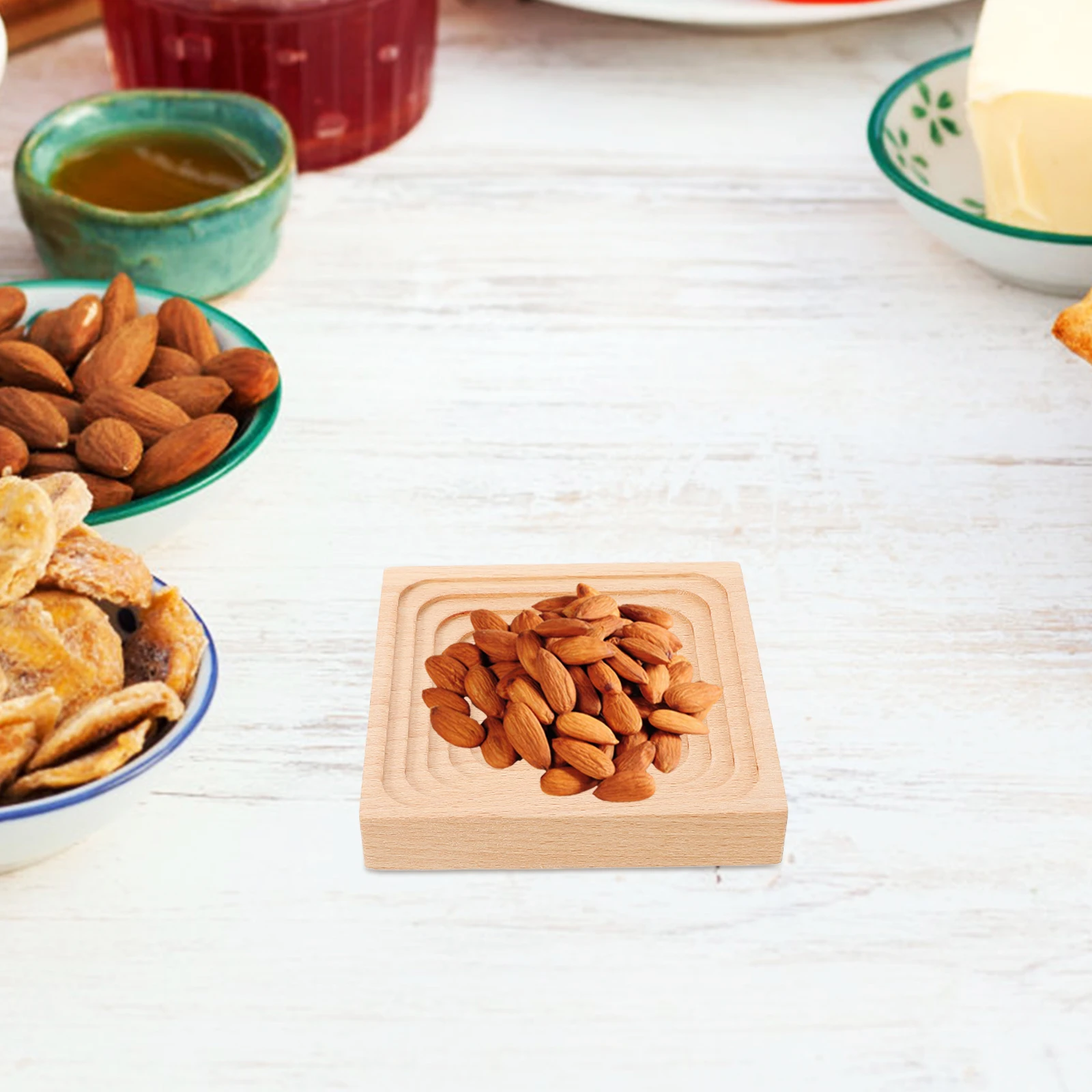 

Japanese Aesthetic Wooden Tray Scented Storage Plate Dry Fruit Snack serving Wood Tea Plate Food Display Bowl Multi
