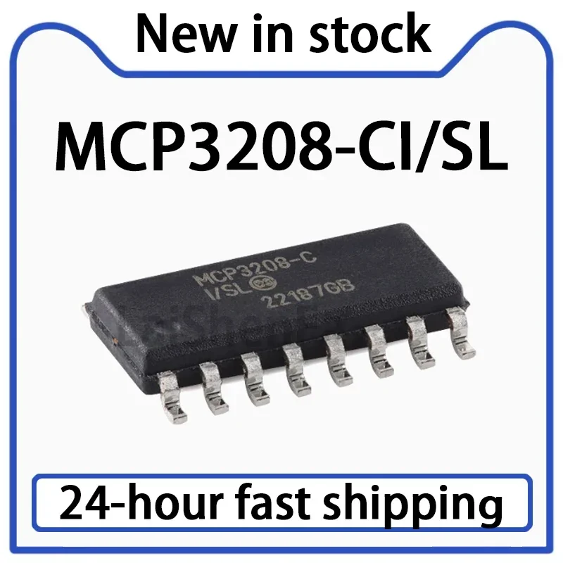 1PCS MCP3208-CI/SL SOIC-16 12 Bit Eight Channel A/D Converter Chip in Stock