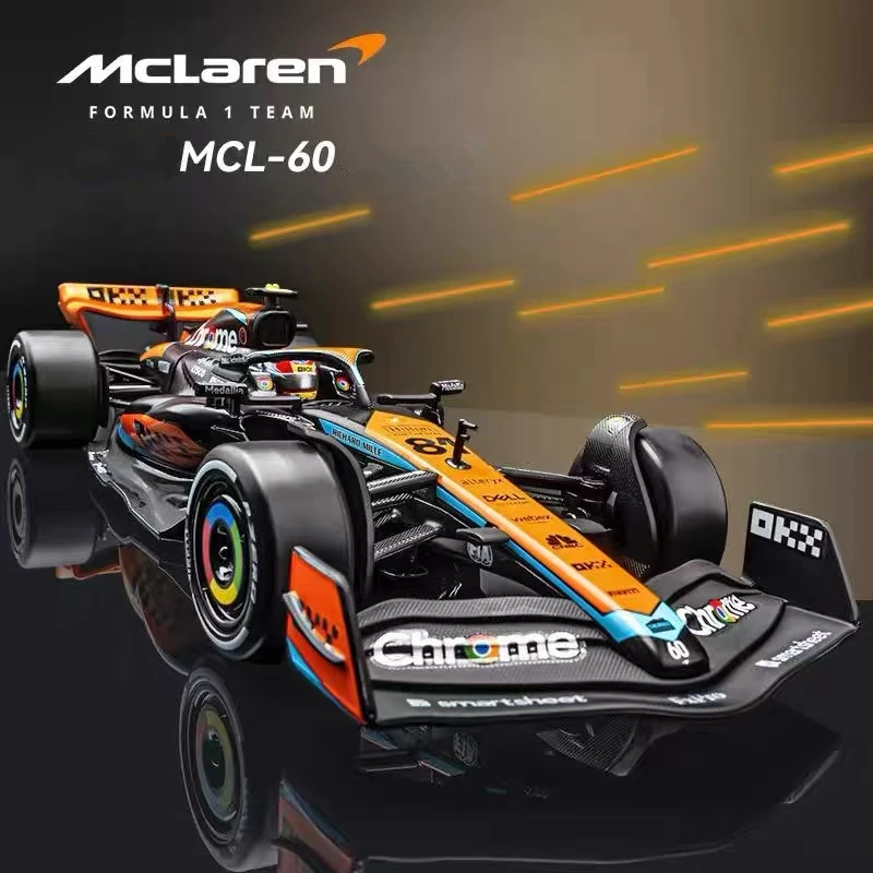 

1:24 MCL60 2023 4 # Ландо Норрис P2 Британский GP Макларен F1 # 81 Oscar Piastri Car, литая под давлением модель гоночного автомобиля, транспортные средства для соревнований, игрушка