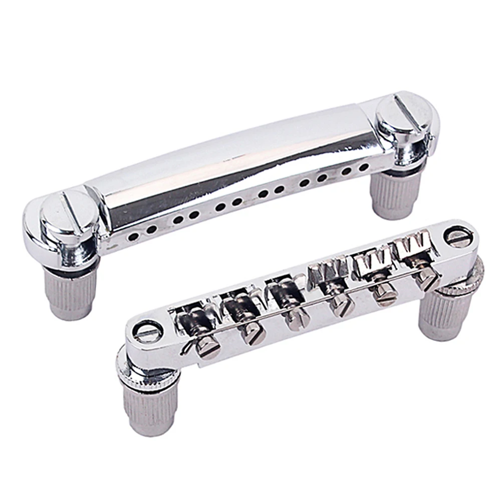 1 Pair 12 String Electric Guitars Locking Bridge and Tailpiece Set for Electric Guitar (Silver)