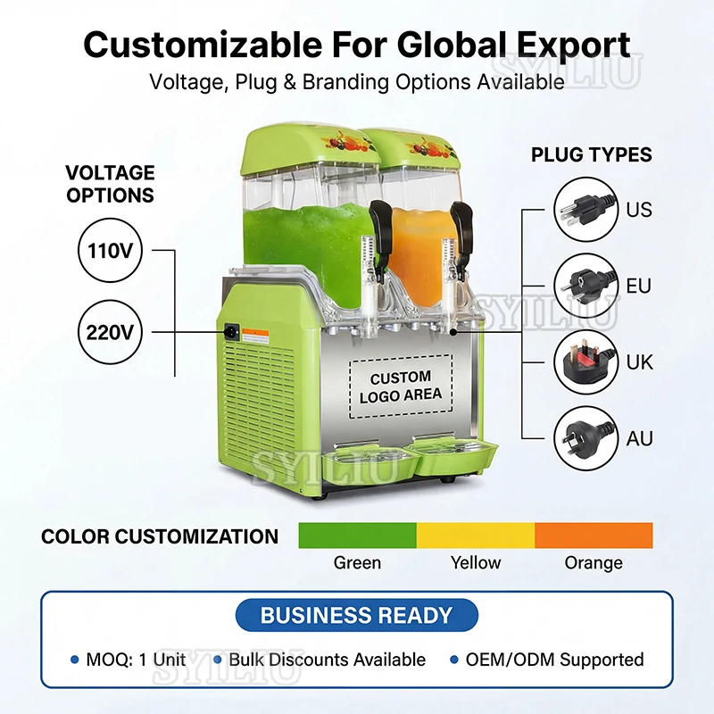 Commercial Fully Automatic Snow Slush Machine with PC & Stainless Steel 110V/220V Compatible Cold-Drink Dispenser