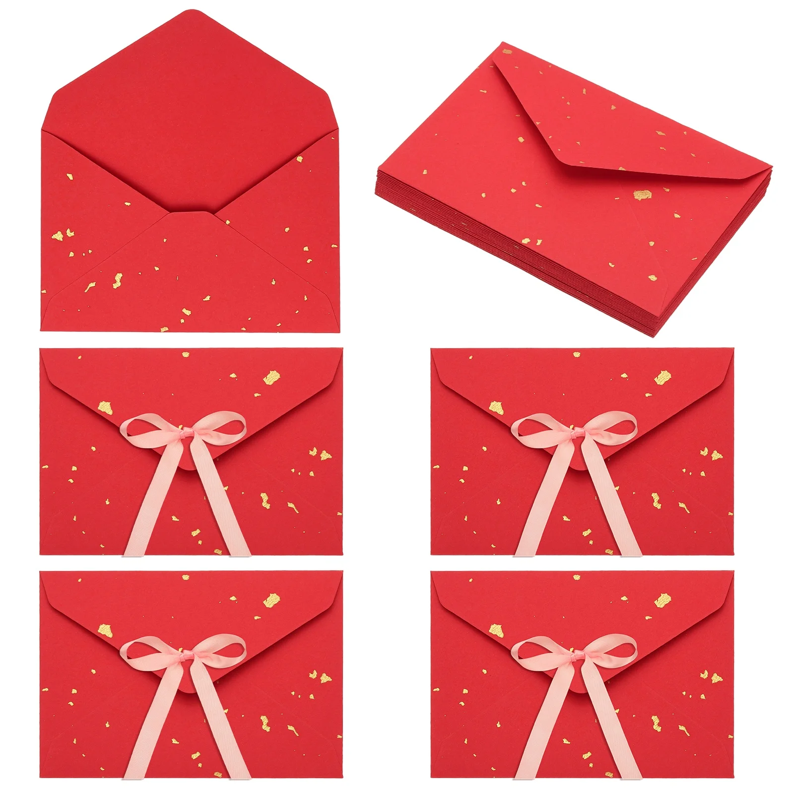 

20Pcs Blank Pearl Coated Paper Envelope Greeting Card Envelopes with Ribbon Bow Tiny Items Storage Vintage Cute Gift Card Holder