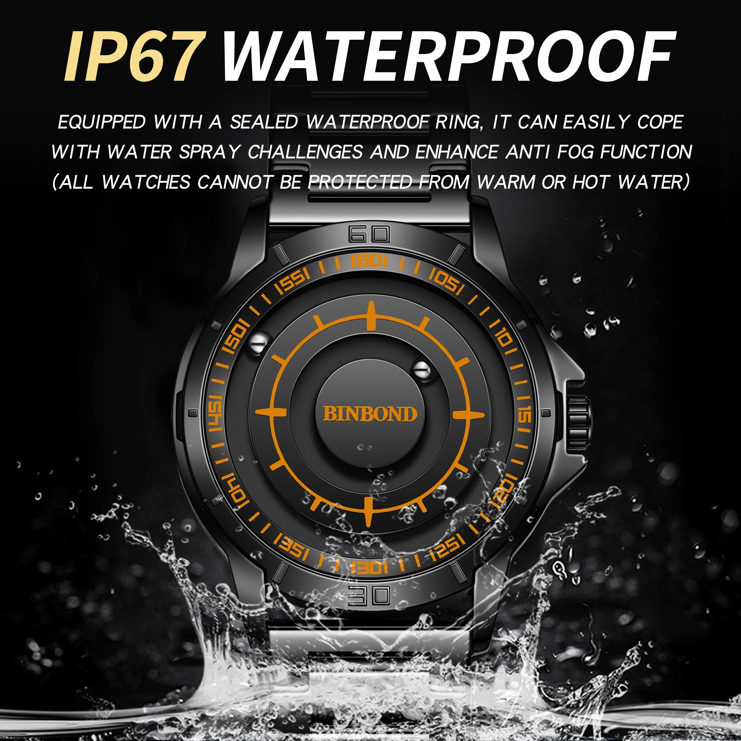 Relojes de pulsera de cuarzo con fuerza magnética originales BINBOND para hombre, reloj de hombre a prueba de agua, reloj de lujo de acero inoxidable para hombre.
