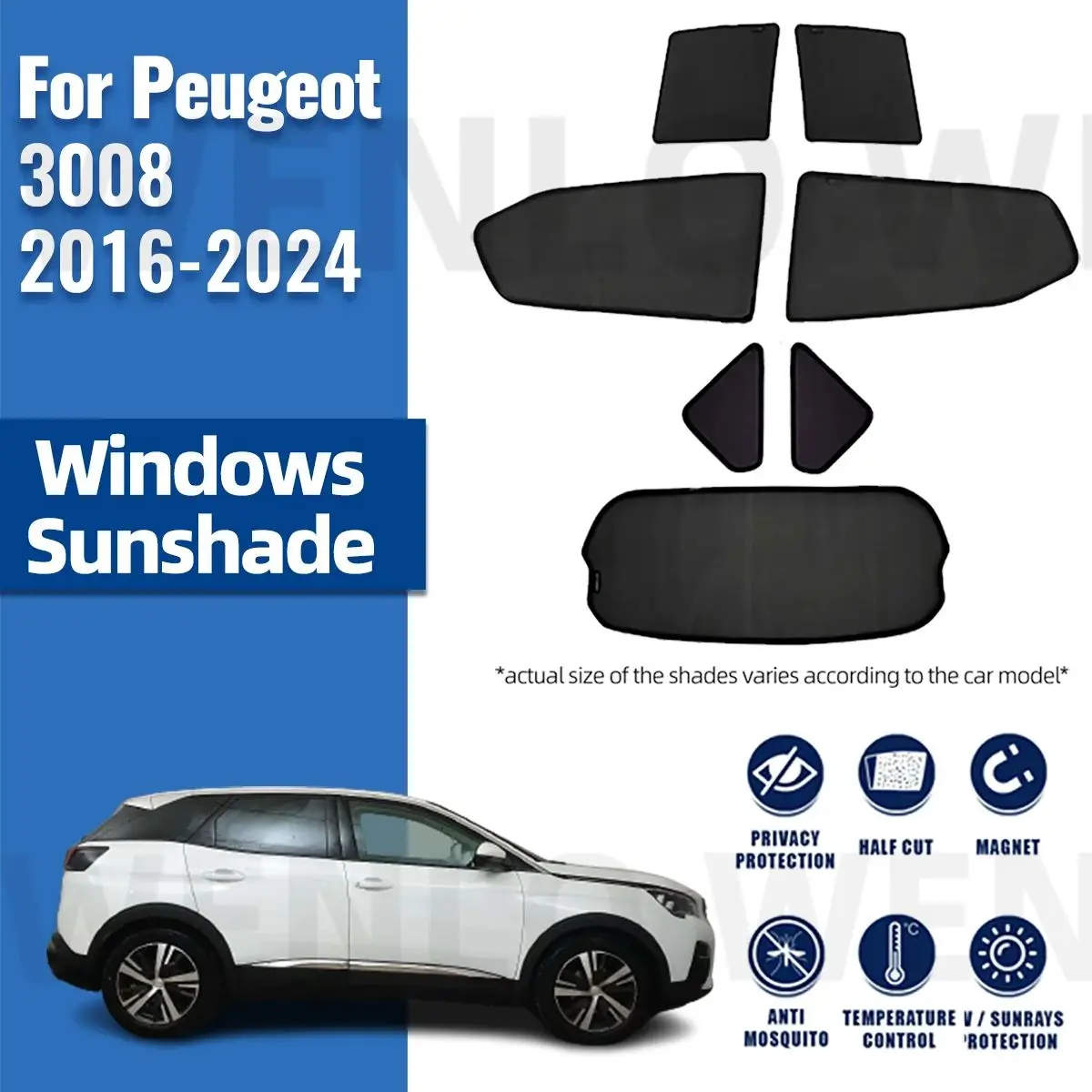 

For Peugeot 3008 P84 2016-2024 Magnetic Car Sunshade Visor Front Windshield Frame Curtain Rear Side Baby Window Sun Shade Shield