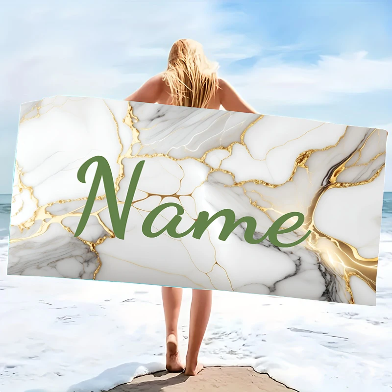 Personalized Striped Beach Towel Custom Name/Logo Oversized Microfiber Towel Summer Party Gift for Beach Swimming Bath Sports