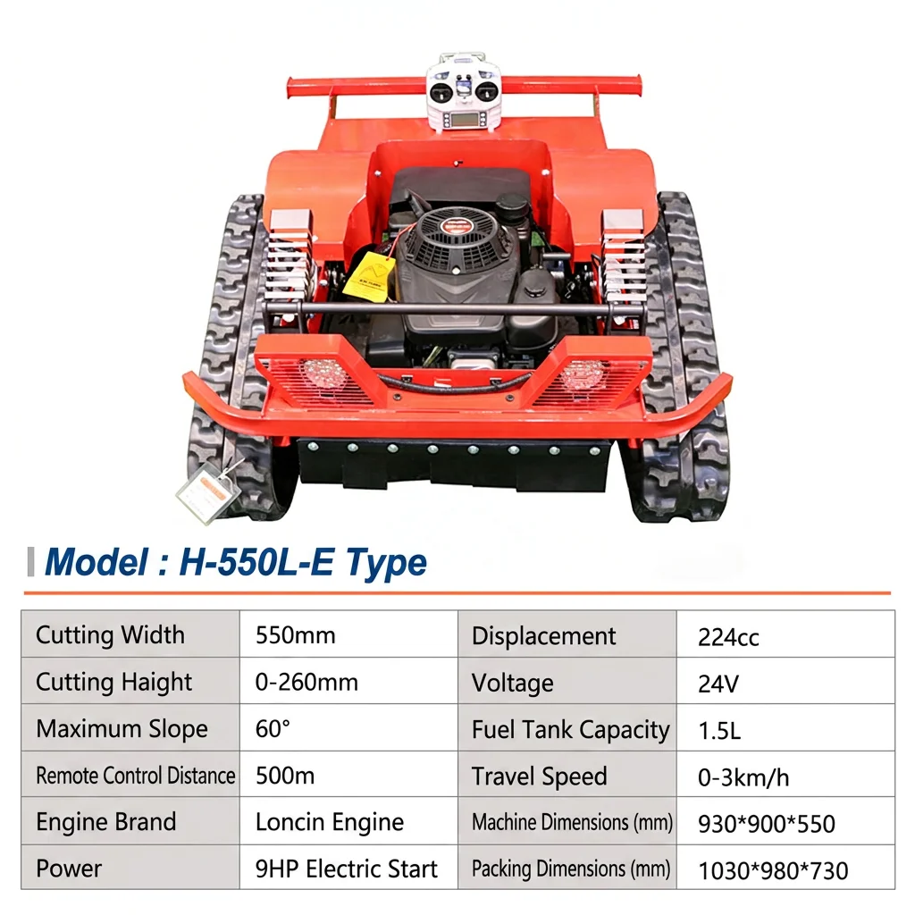 Agricultural CE / EPA Approved Remote Control Lawn Mower with Long Range Remote for Farm, Municipal Greening