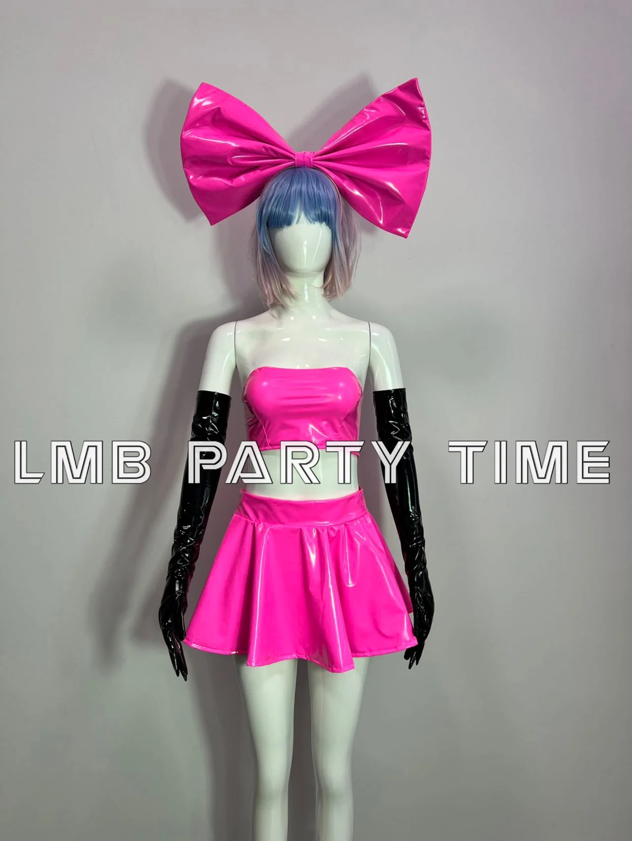 맞춤형 나이트클럽 고고 크리스마스 반짝이는 가죽 리본 발렌타인데이 걸그룹 숏 스커트 공연 드레스 바 리드 댄스 DS