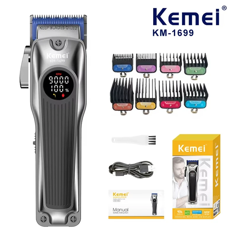 

Kemei новый мощный триммер для волос электрическая машина для стрижки волос со светодиодным экраном мужские машинки для стрижки волос KM-1699
