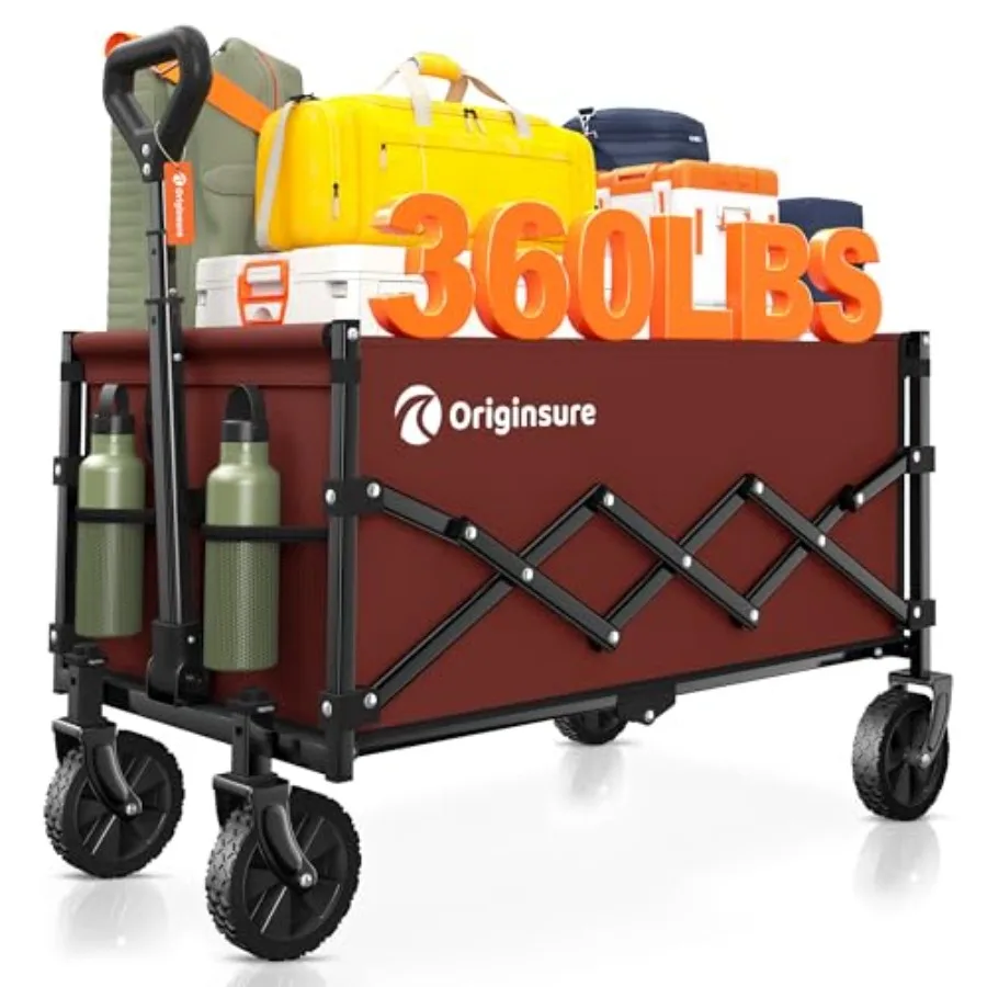 

Collapsible Wagon Cart for outdoor utility, aluminum alloy, red, lightweight yet heavy duty with large capacity and foldable de