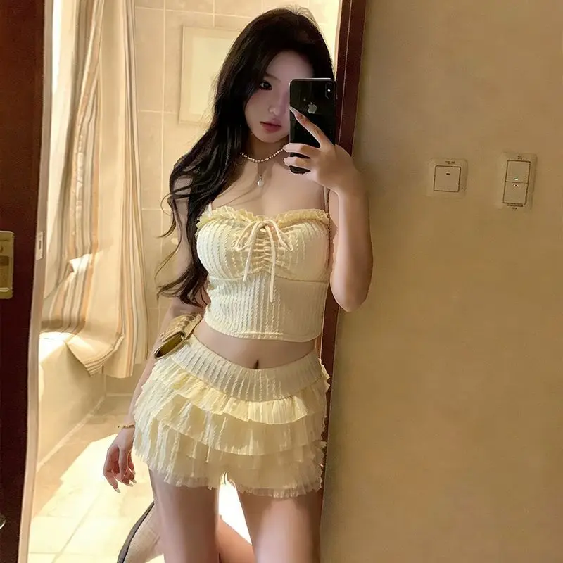 Pastel Tone Bathing Suits for Women High Waisted Bikini Set Aesthetic Swimwear Instagrammable Holiday Resort Wear