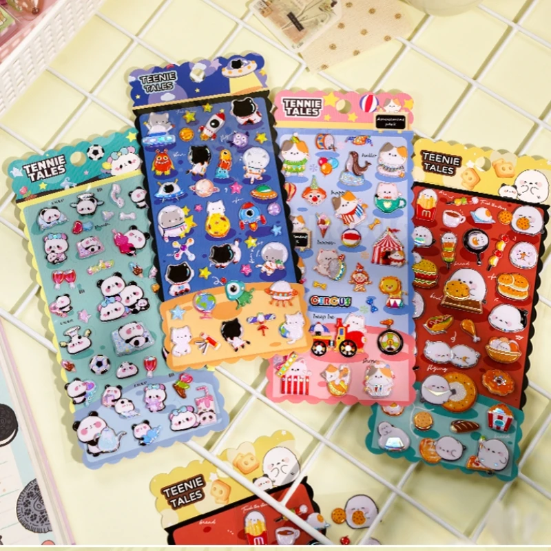 

4 pcs/lot Cartoon Circus Space Animals 3D Puffy Stickers Scrapbooking Diy Journal Stationery Sticker Cute Deco Art Supplies Gift