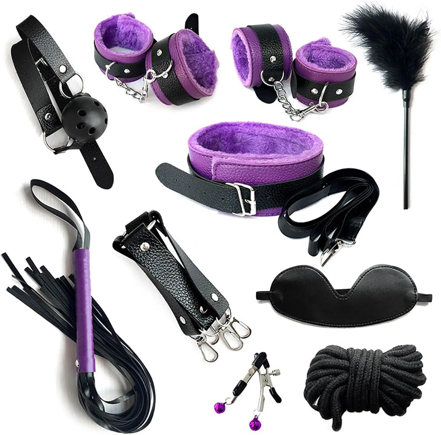 

SM Erotic Bondage Sex Set Fetish Sex Toys Leather Sexy 10 Pieces Bondage Extreme Restraints for Couples Extreme Sex Blindfold