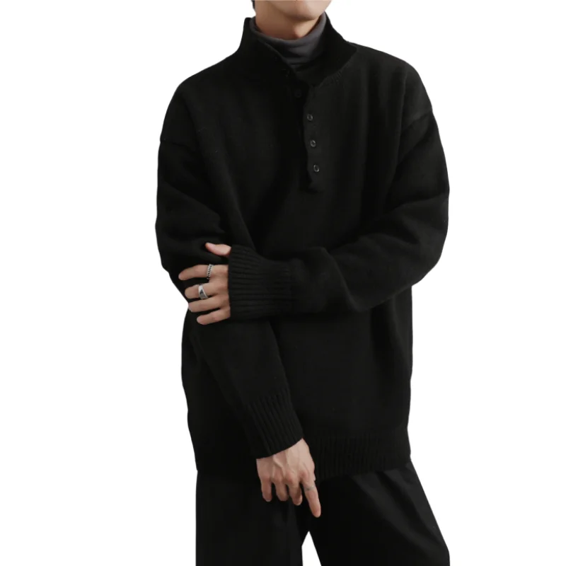 

Модный и модный мужской свитер с полувысоким воротником, удобный и универсальный вязаный повседневный зимний теплый пуловер в стиле ретро