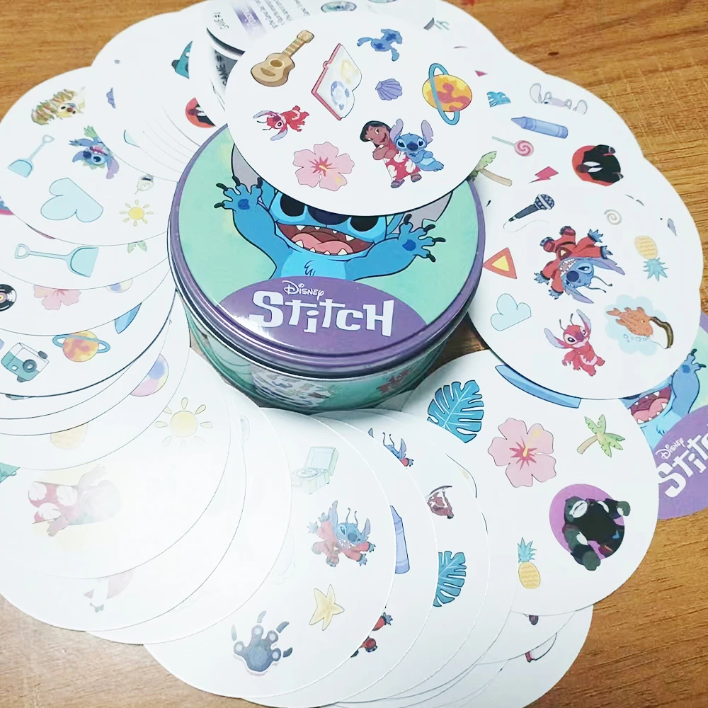 Disney Stitch Iron Box Card New Arrival Card Board Game 2 To 8 Player Family Holidays Camping Christmas and Halloween Kids Gifts